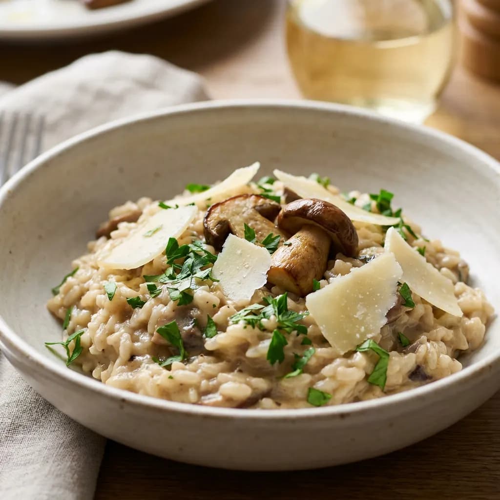 Risotto cremoso ai funghi e prezzemolo
