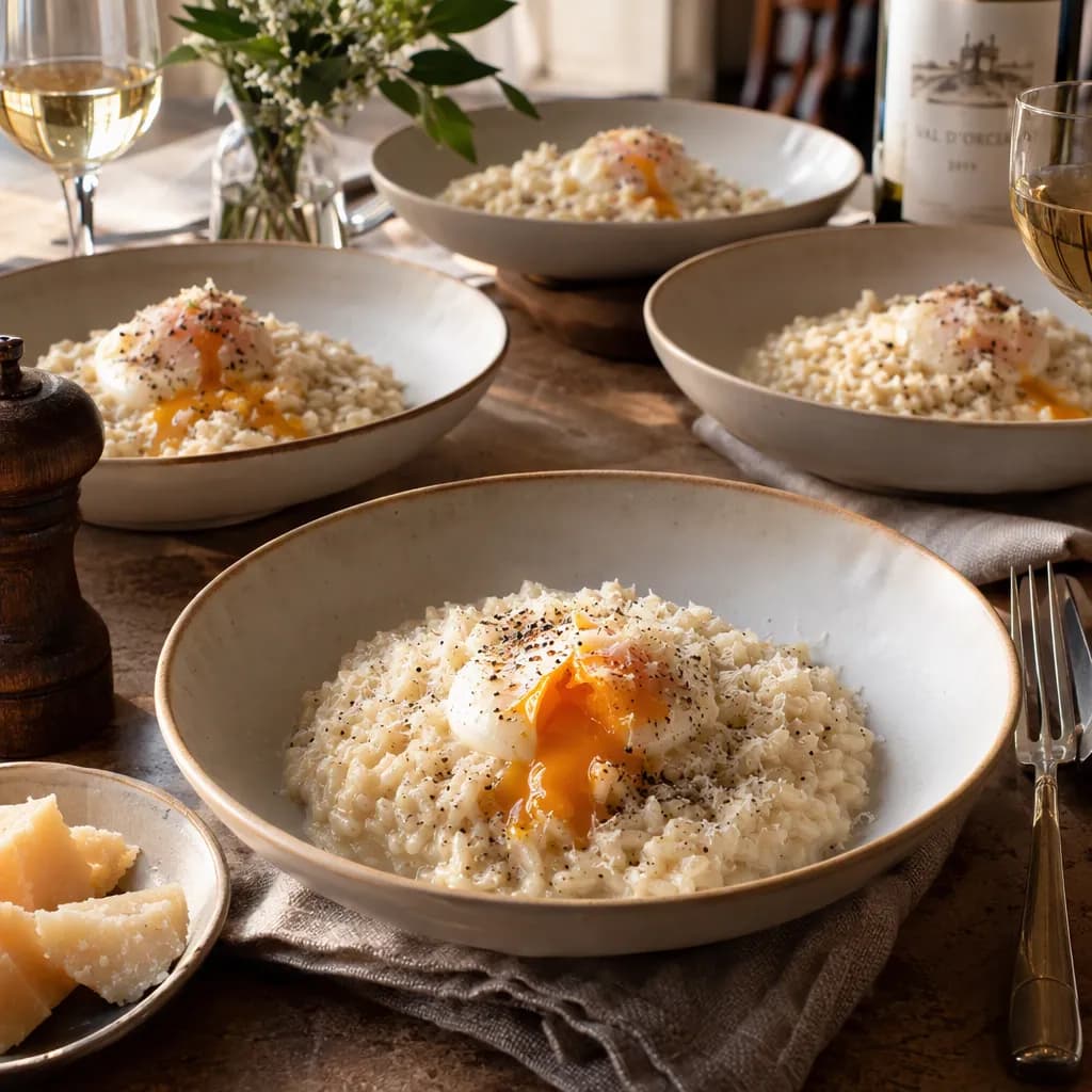 Risotto cremoso al Parmigiano con uovo morbido