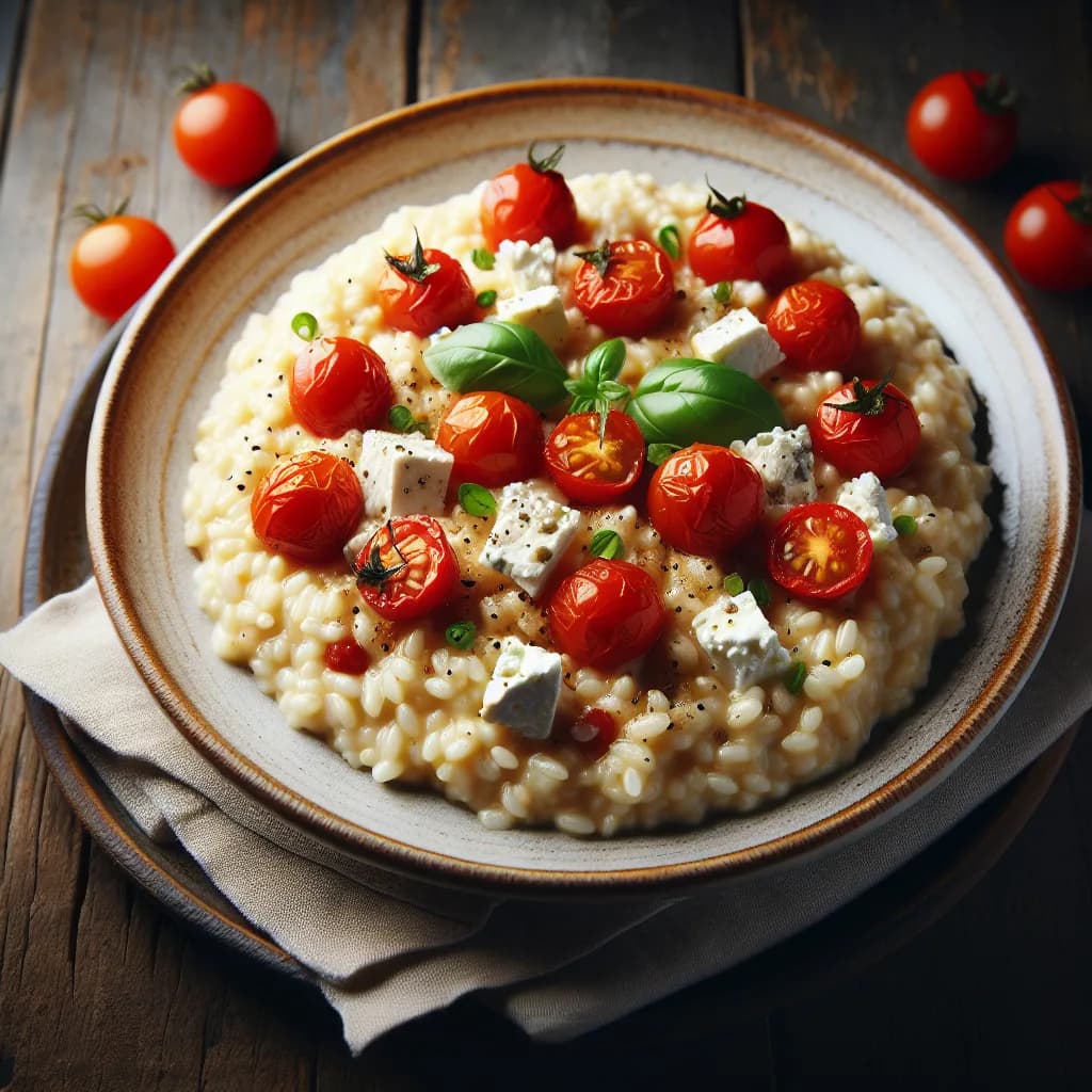 Risotto de tomates cerises et fromage de chèvre