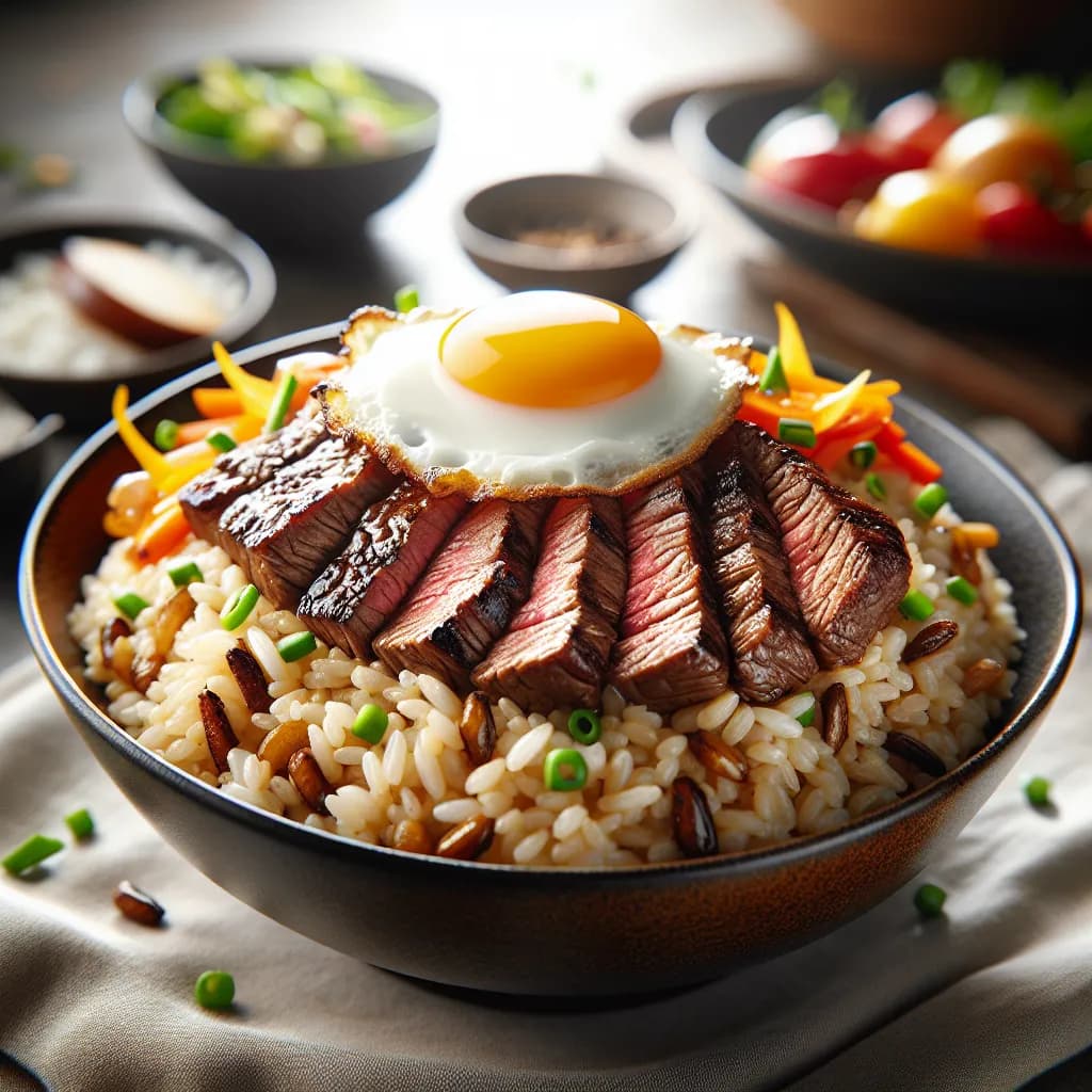 Riz Complet au Steak et Œuf