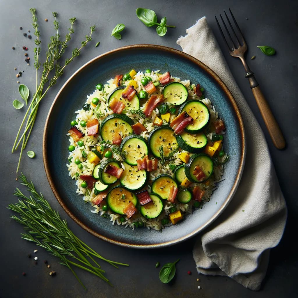 Riz aux Lardons et Courgettes
