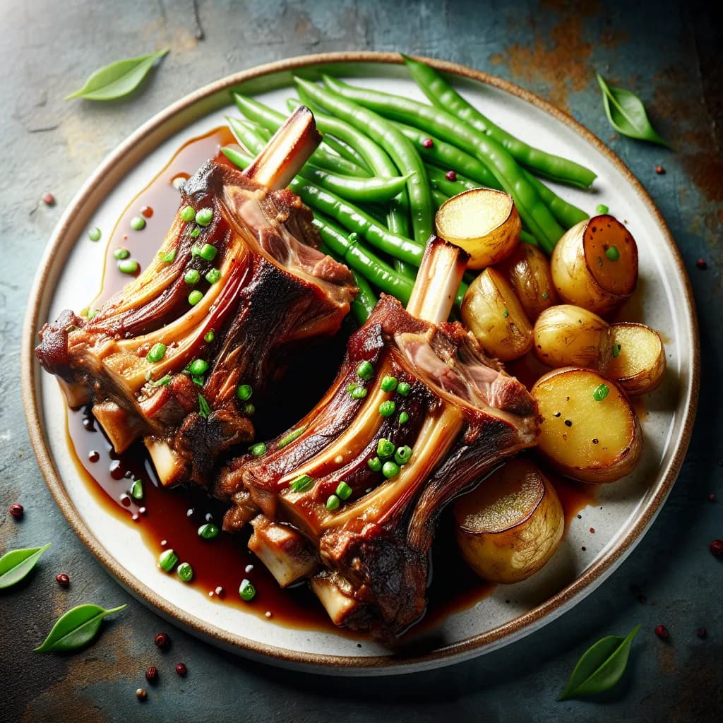 Roasted Neckbones with Potatoes and Green Beans