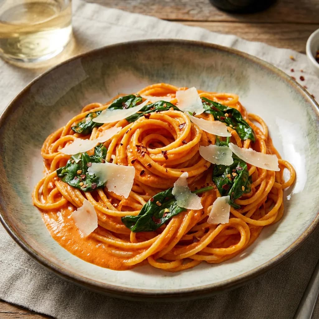 Roasted Red Pepper and Ricotta Pasta
