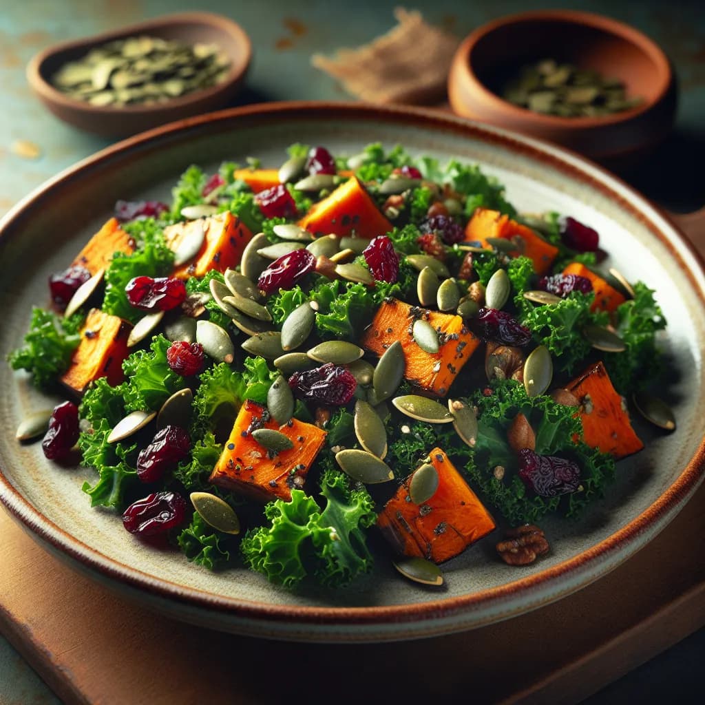 Roasted Sweet Potato and Kale Salad