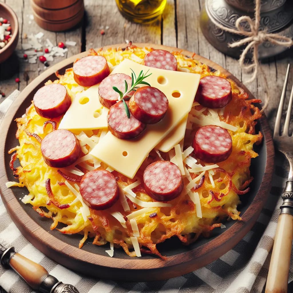 Rosti di Patate con Wurstel e Sottilette Cheddar