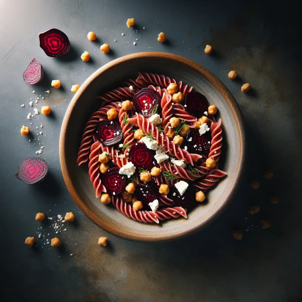 Rote Beete und Kichererbsen Pasta