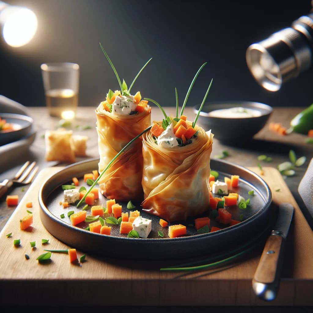 Rotolini di Fillo con Carote e Peperoni