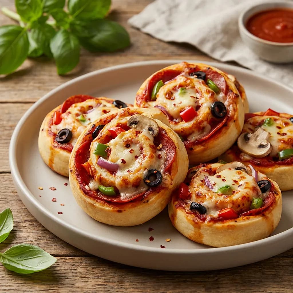 Roulés de pizza au pepperoni et aux champignons