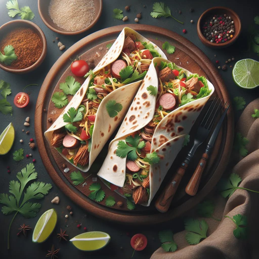 Russian Cilantro and Meat Wraps