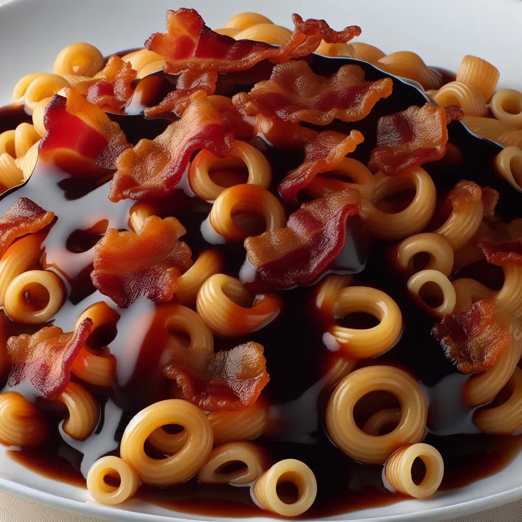 Süß-saure Cola-Pasta mit Speck