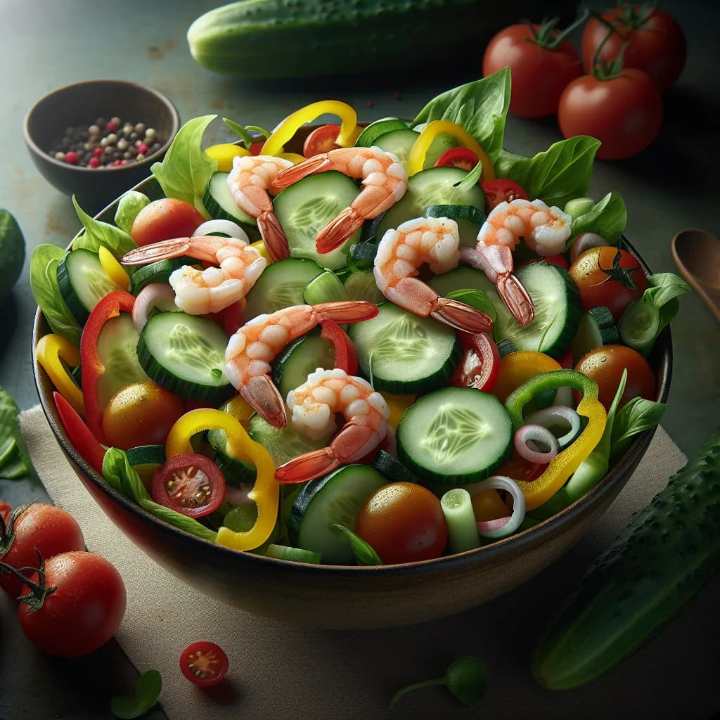 Salade de Concombre et Crevettes