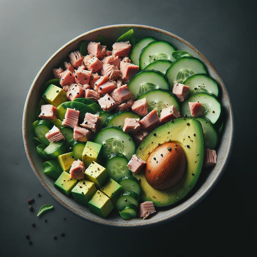 Salade de Concombre, Avocat et Thon
