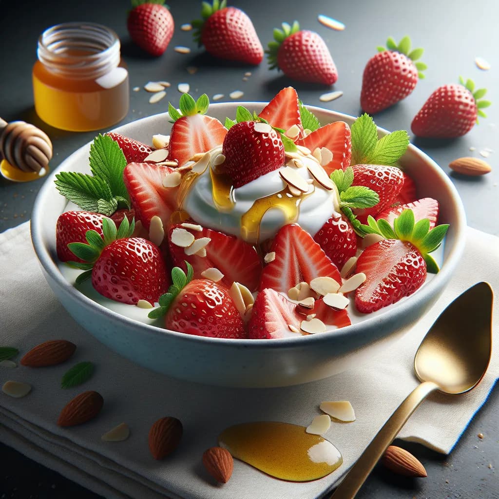 Salade de Fraises au Yaourt et Miel