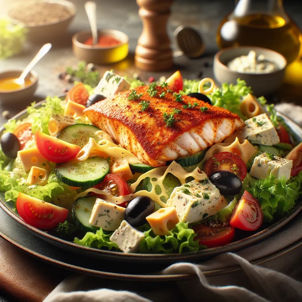 Salade de Fromage et Poisson Épicé