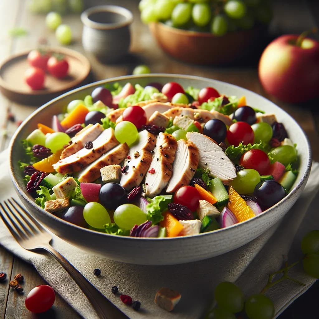 Salade de Poulet aux Raisins et Légumes d'Été