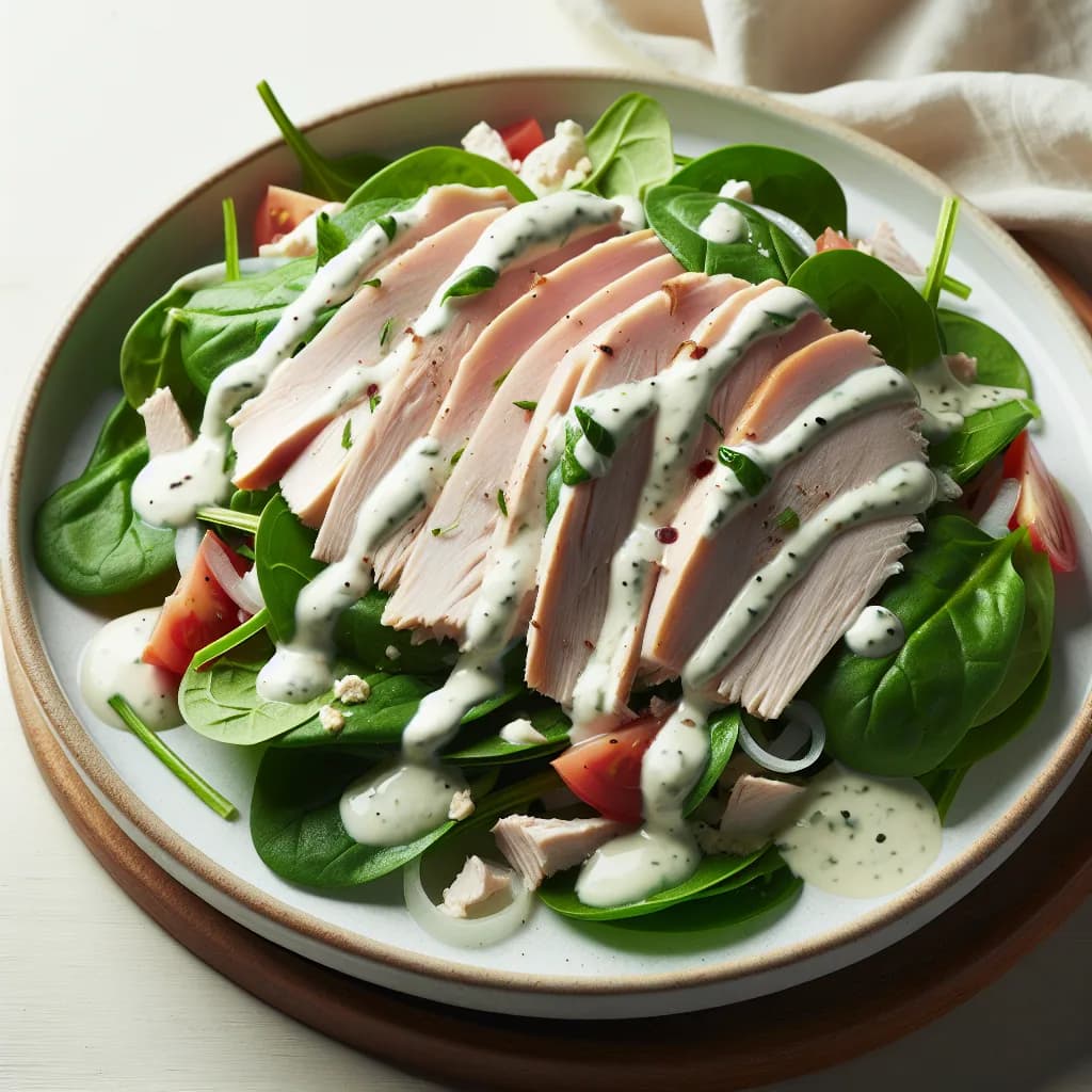 Salade de dinde et épinards au yaourt
