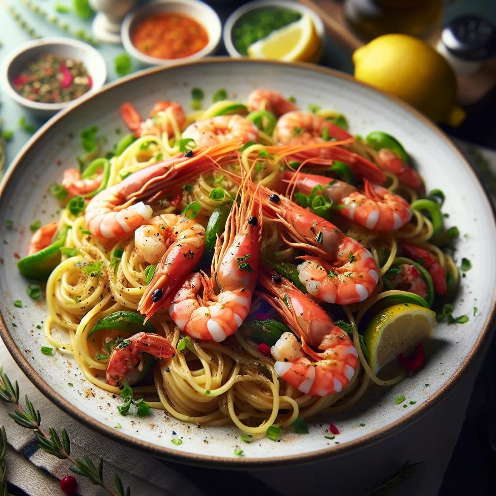 Salade de nouilles aux gambas