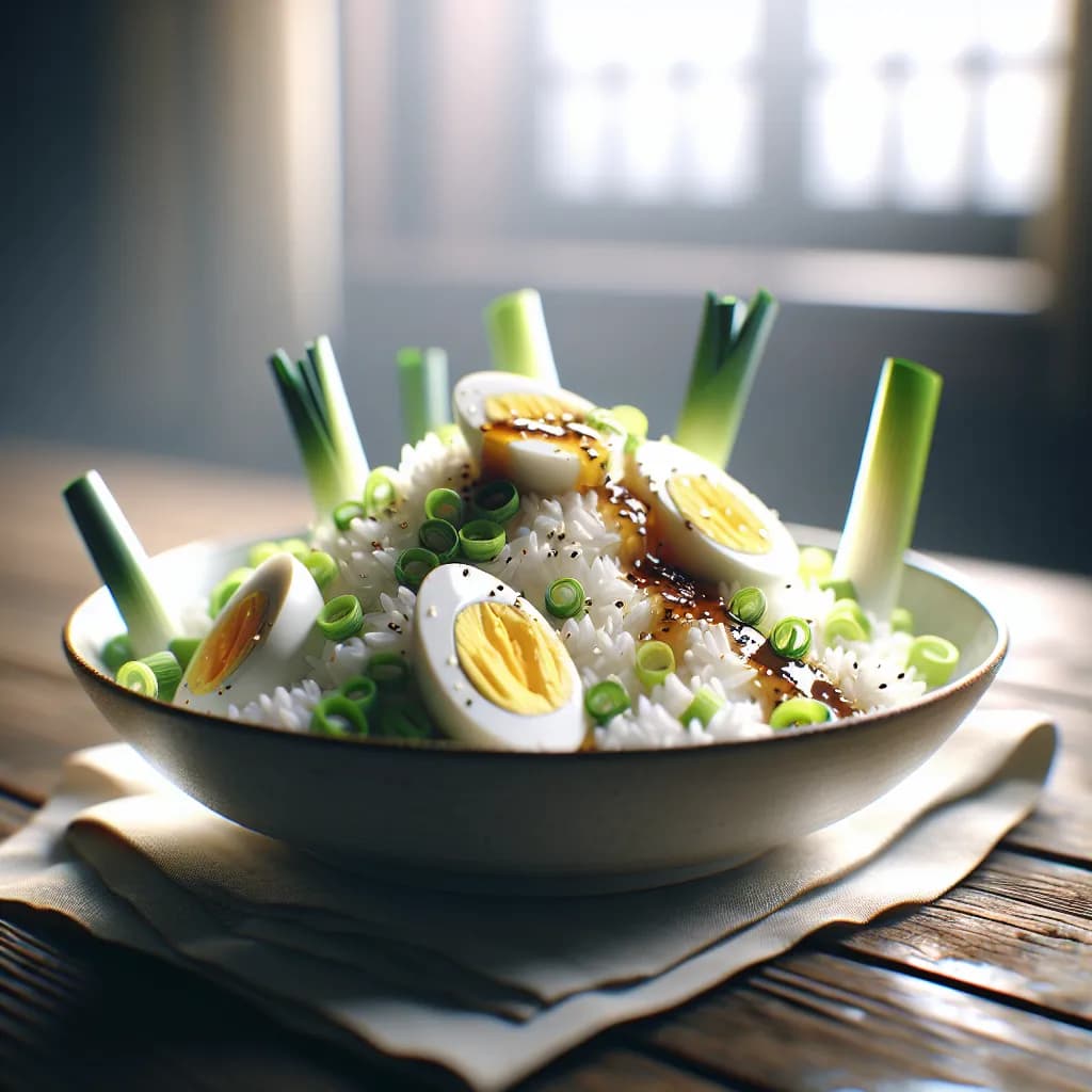 Salade de riz aux poireaux et œufs