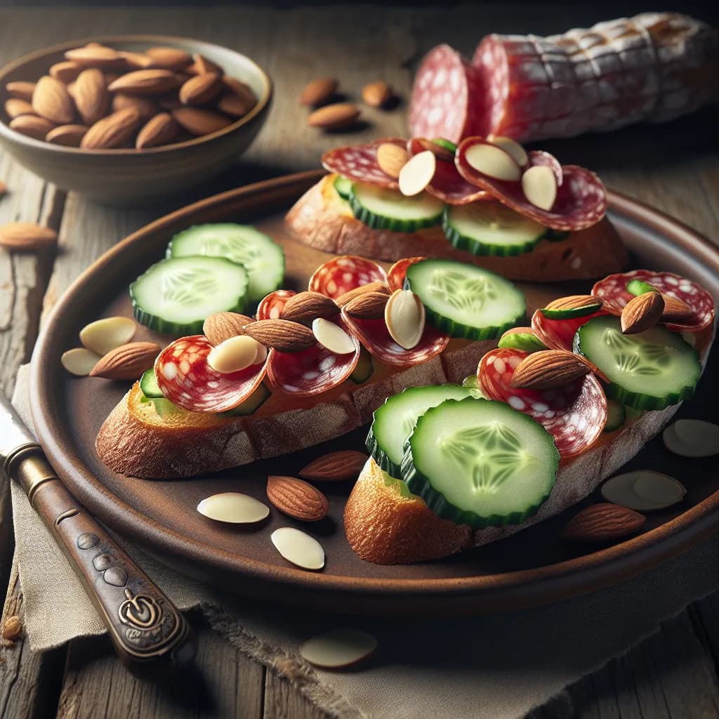 Salami and Almond Bruschetta