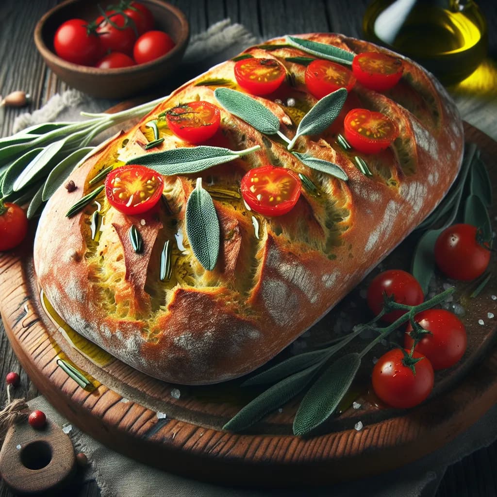 Salbei-Olivenöl-Brot mit Cherrytomaten