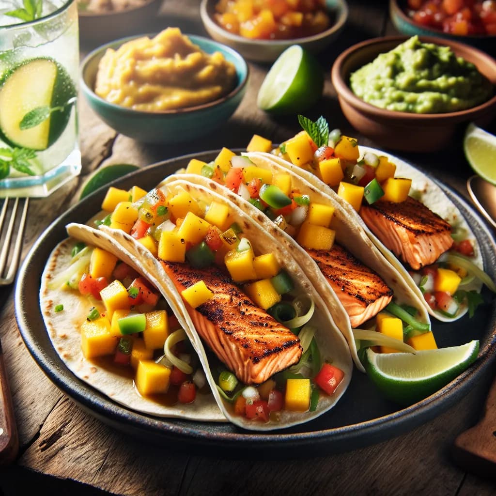 Salmon Tacos with Mango Salsa