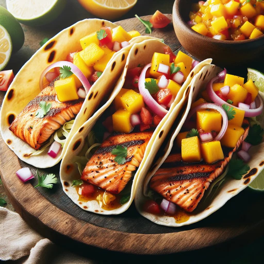 Salmon Tacos with Mango Salsa