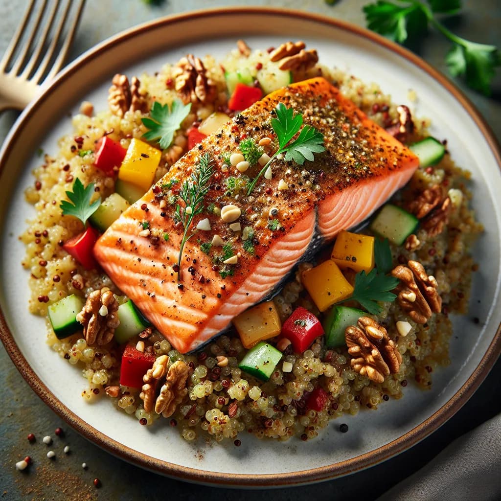Salmon with Walnut-Quinoa Salad
