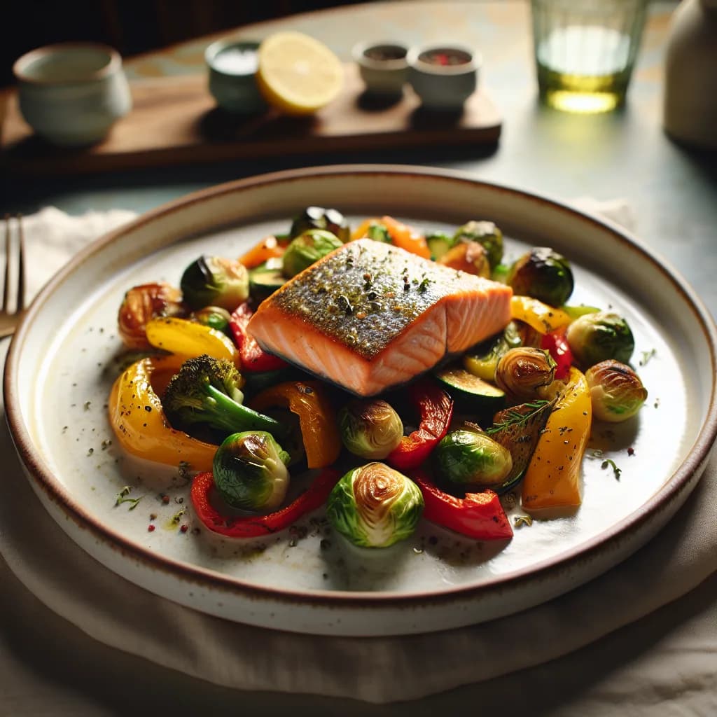 Salmone al forno con verdure