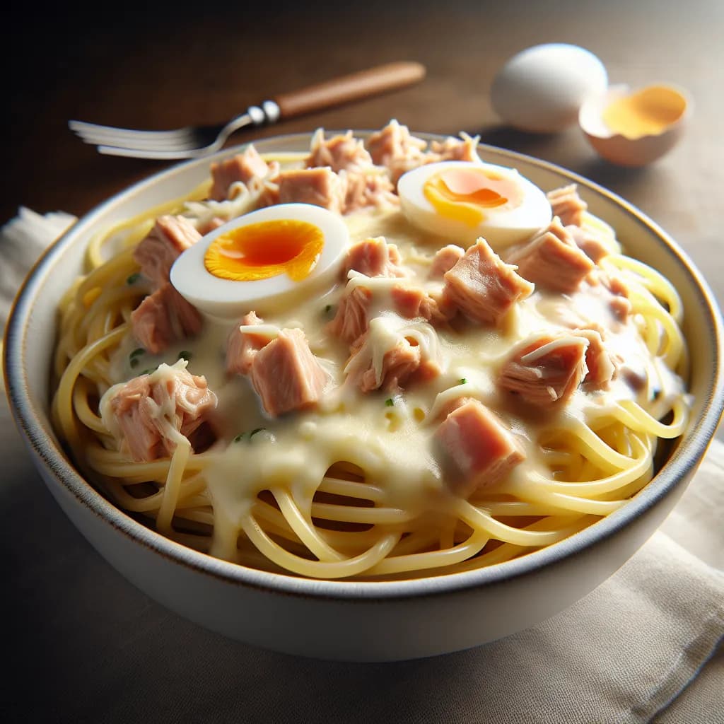 Salsa de Espagueti con Huevo y Atún