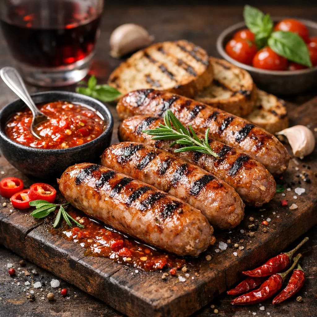 Salsicce alla Griglia con Salsa Piccante