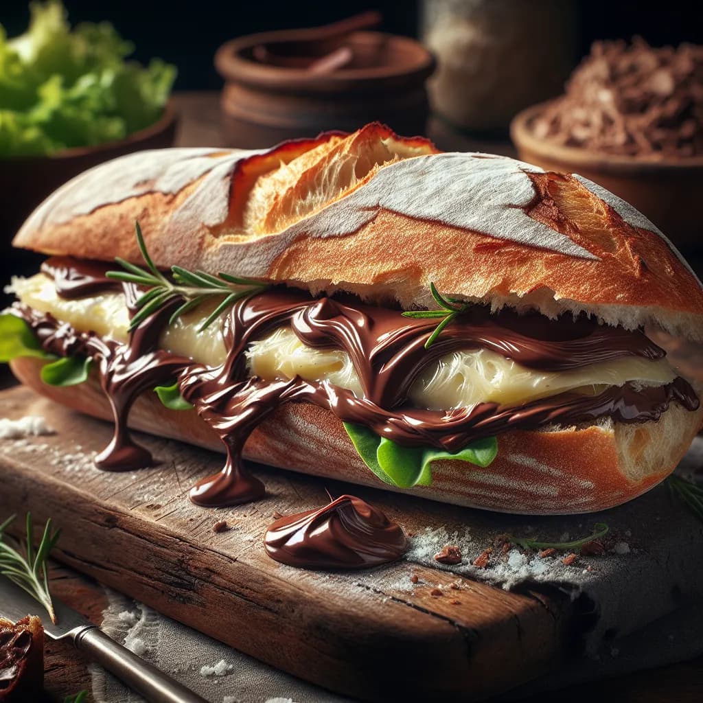 Sandwich Baguette Nutella et Fromage