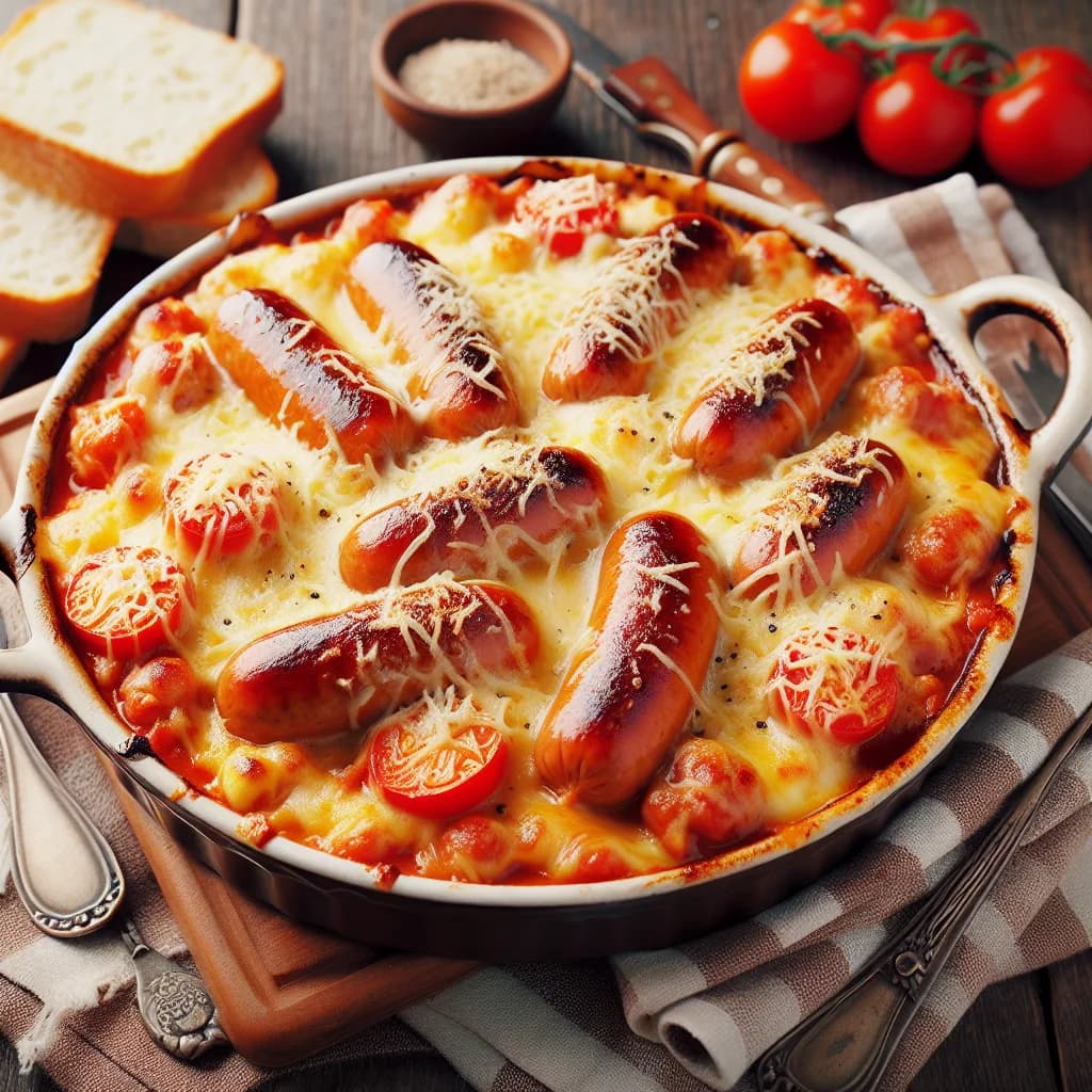 Saucisse à la sauce tomate gratinée