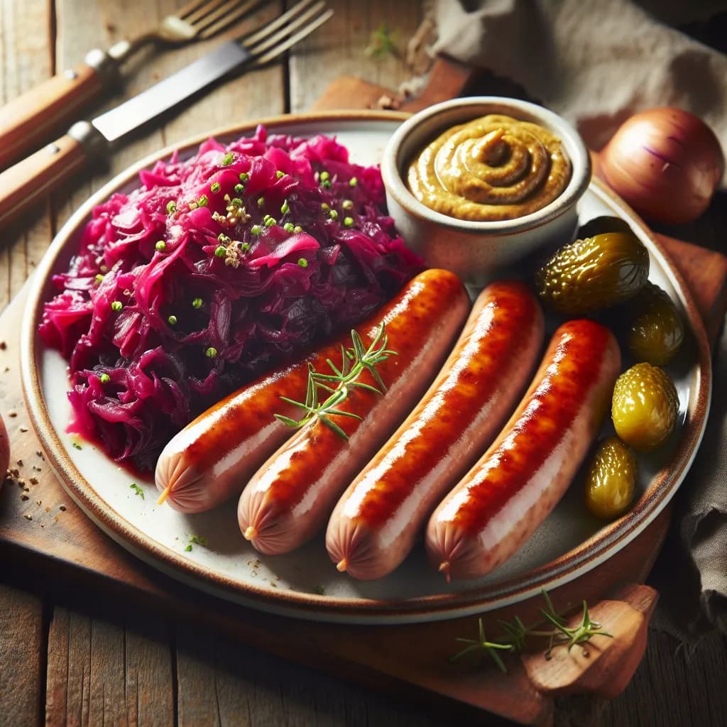 Saure Wurst mit Rotkohl