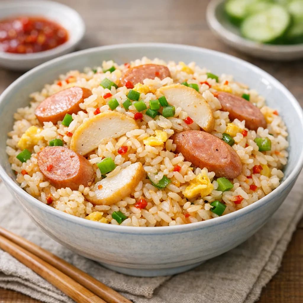 Sausage and Fish Cake Fried Rice