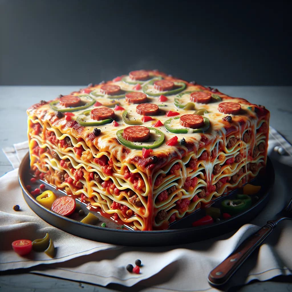Sausage and Pepper Pizza Lasagna