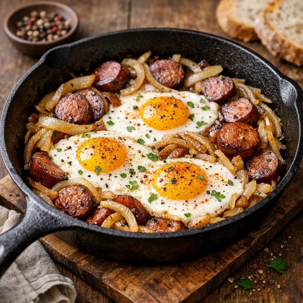 Sausage, Onion & Egg Breakfast Skillet