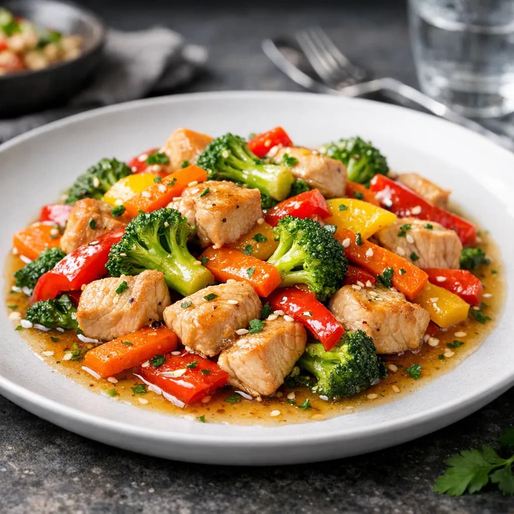 Sauté de dinde aux légumes croquants