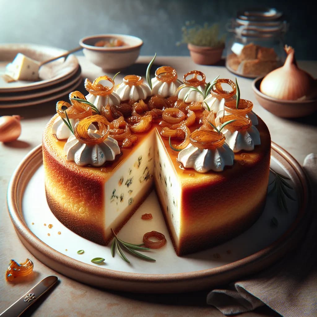Savory Caramelized Onion and Goat Cheese Cheesecake