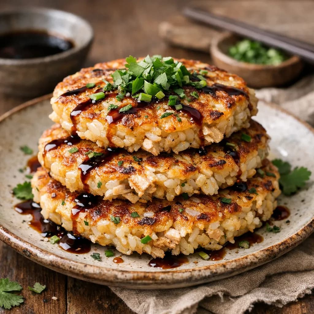 Savory Chicken & Jasmine Rice Pancakes