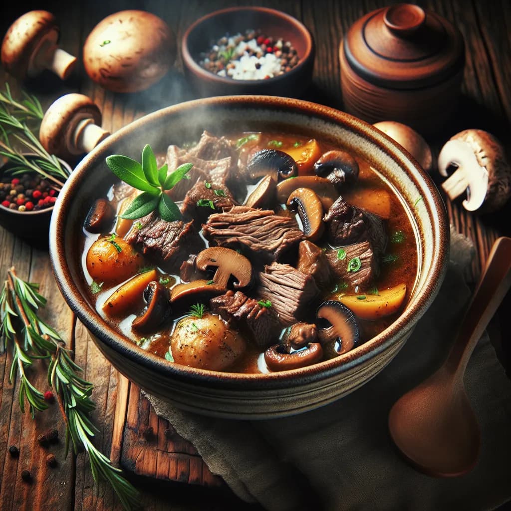 Savory Chuck Roast Stew with Mushrooms