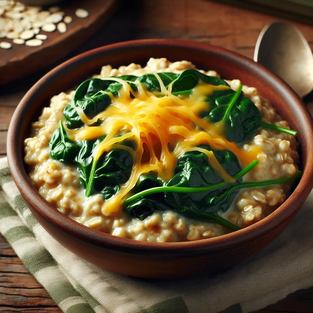 Savory Oatmeal with Spinach and Cheese