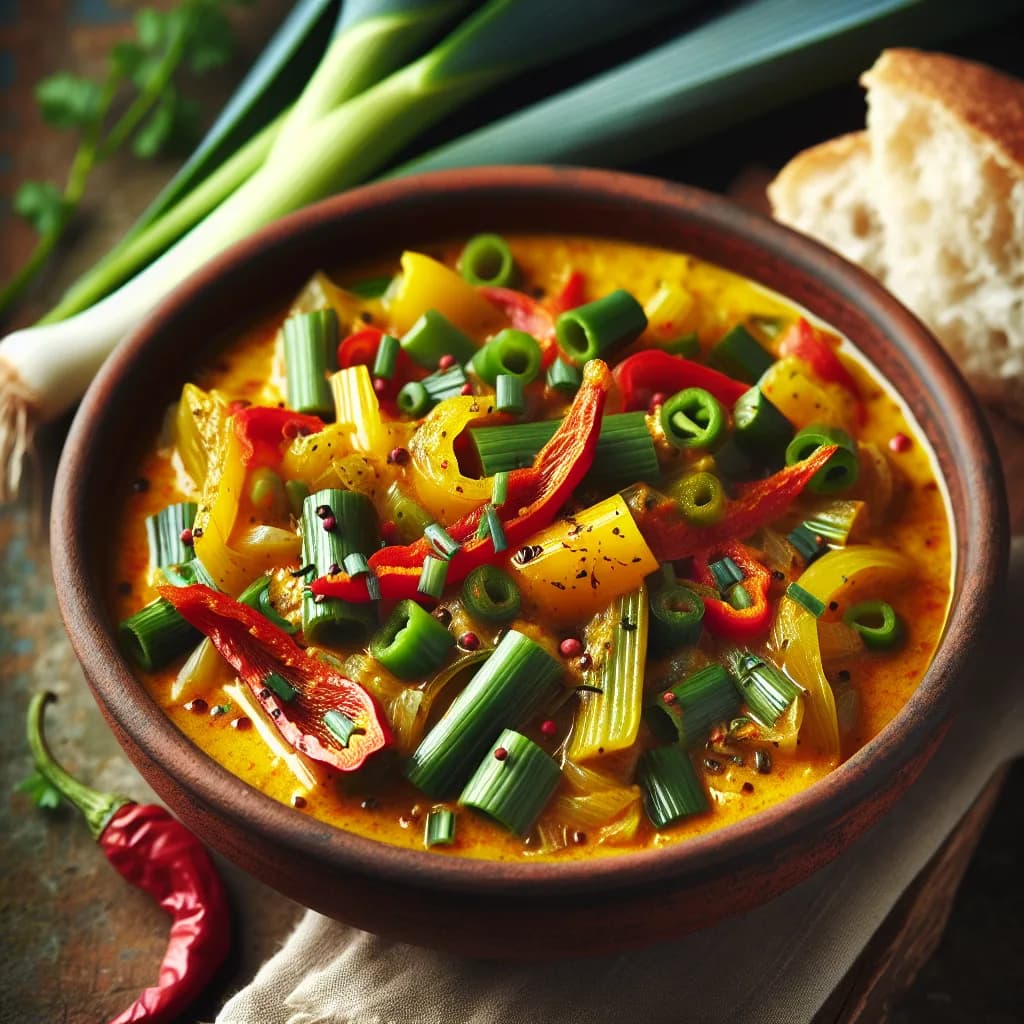 Scharfe Lauch-Spitzpaprika-Curry