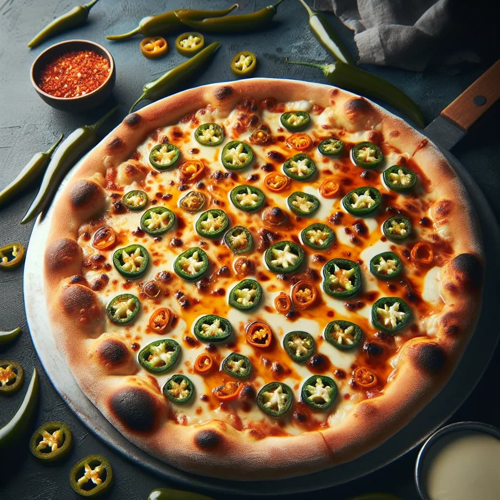 Scharfe Rahm-Pizza mit Jalapeños
