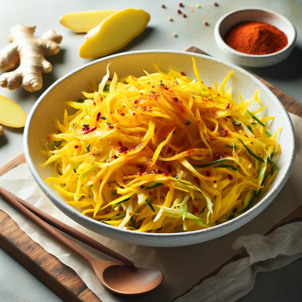 Scharfer Gelber Krautsalat mit Ingwer