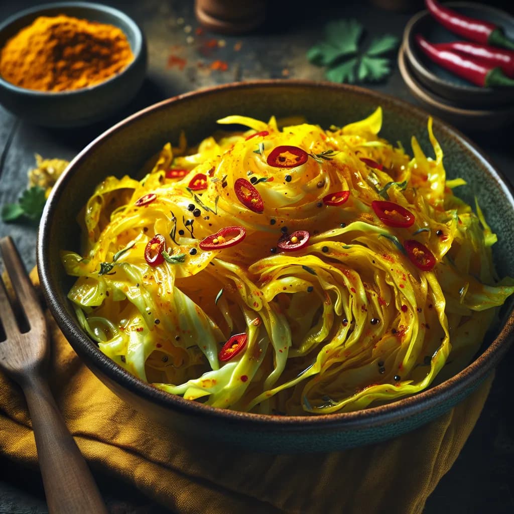 Scharfer Gelber Krautsalat mit Kurkuma