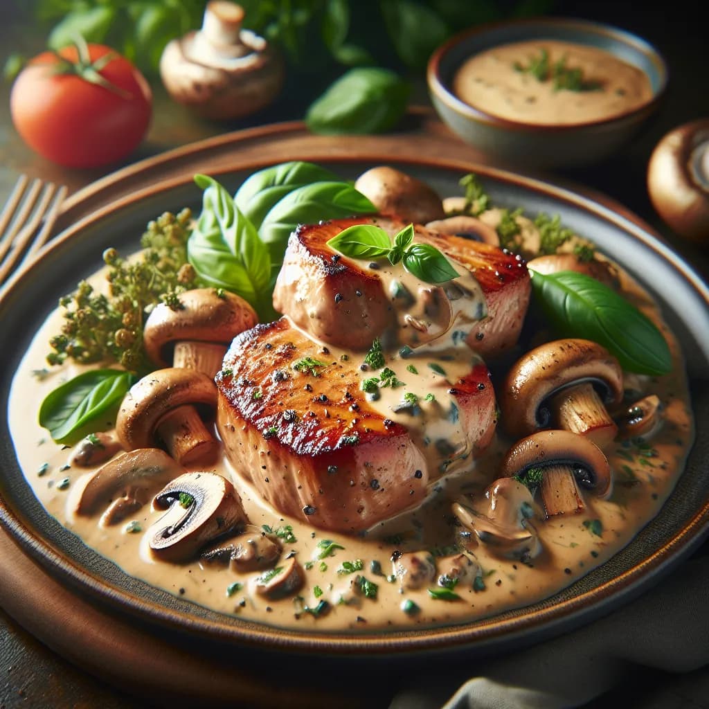 Schweinefilet mit Champignon-Rahmsauce
