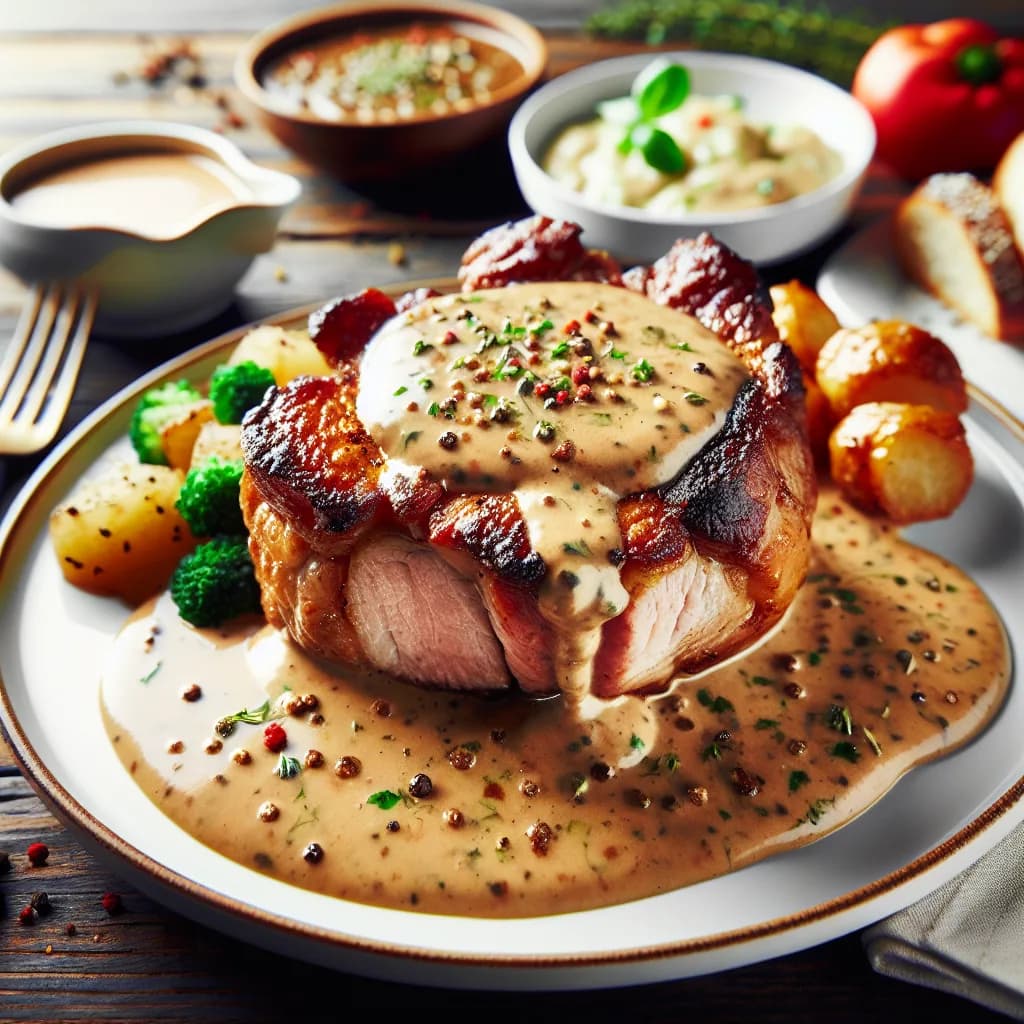 Schweinslungenbraten in Pfefferrahmsauce