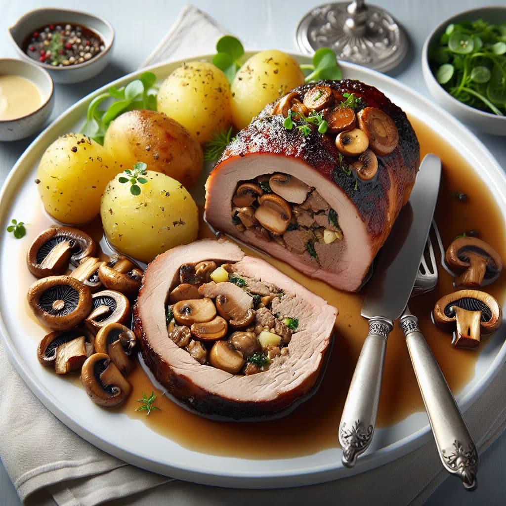 Schweinslungenbraten mit Pilzfüllung
