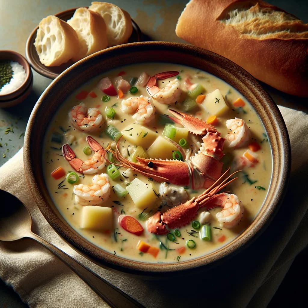 Seafood Chowder with Imitation Crab and Shrimp
