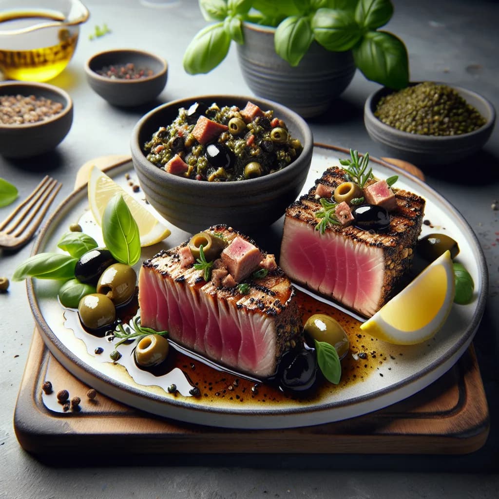 Seared Tuna Steaks with Olive Tapenade